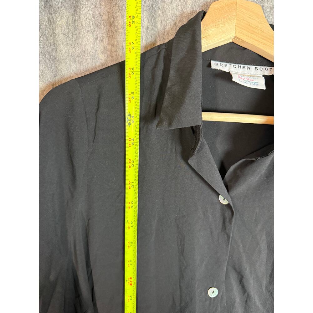 Gretchen Scott Womens XL Black Polyester Button Down Blouse Bell Sleeves - Picture 7 of 7